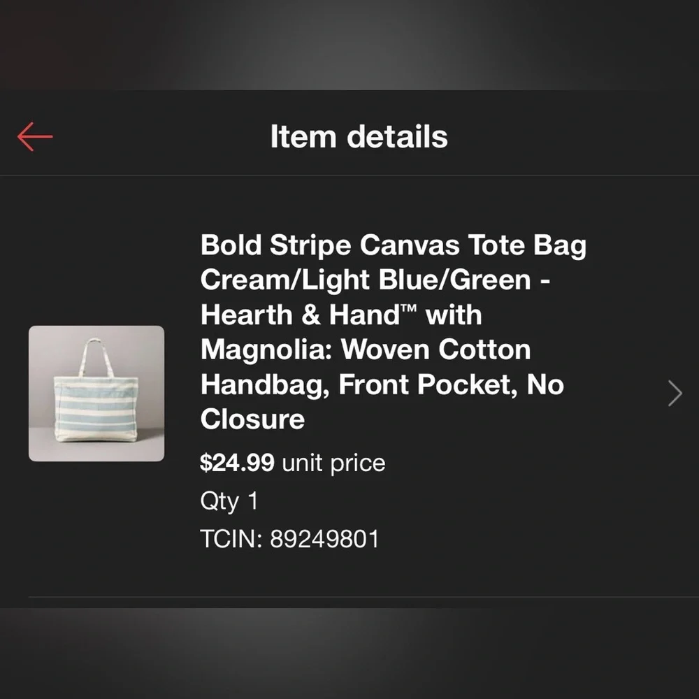 Hearth & Hand Bold Stripe Canvas Tote - Cream, Light Blue, Green - Picture 1 of 7